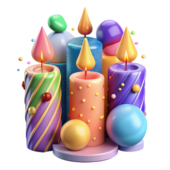 wonderful creative Colorful Birthday Candle Set Transparent for Party Supplies detailed png