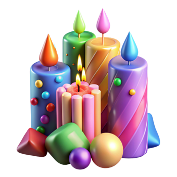 dramatic classic Colorful Birthday Candle Set Transparent for Party Supplies premium png