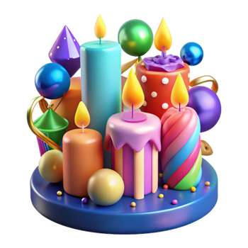 serene abstract Colorful Birthday Candle Set Transparent for Party Supplies high resolution png