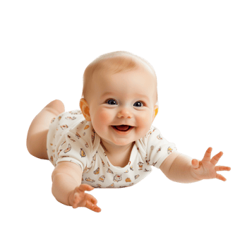 Cute Baby Lying on Back with Tiny Hands Reaching Out Isolated on Transparent Background png