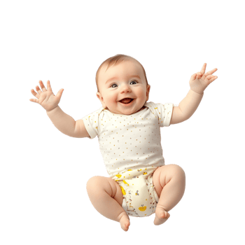 Happy Baby Lying on Back with Outstretched Hands Isolated on Transparent Background png