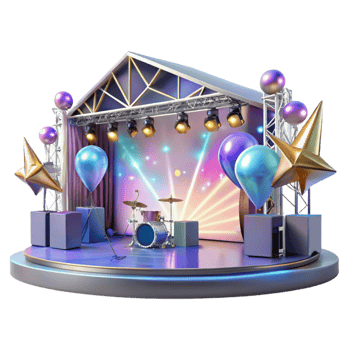 serene classic Concert Stage Lights Transparent Background for Music Event Design premium png
