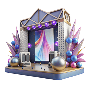 extraordinary classic Concert Stage Backdrop with Screens Cutout for Visual Effects high resolution png