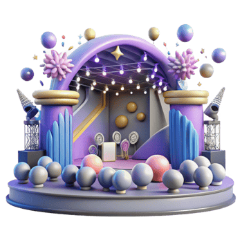 wonderful rustic Concert Stage with Audience Silhouette Cutout for Crowd Scenes authentic png