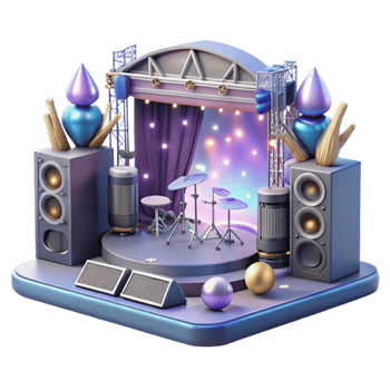beautiful abstract Concert Stage with Audio Mixing Consoles and Processors Transparent for Sound Engineering original png