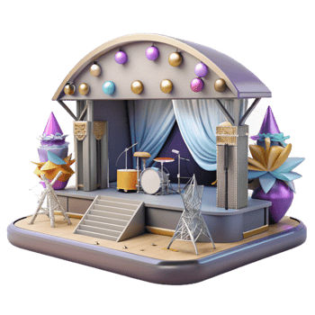 stunning minimalist Concert Stage with Backstage Area Isolated for Event Management authentic png