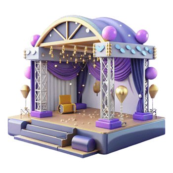 stunning artistic Concert Stage with Backstage Area Isolated for Event Management detailed png