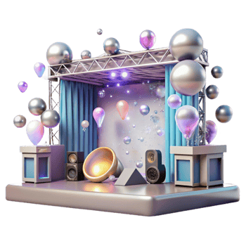 magnificent abstract Concert Stage with Bubble Machines and Snow Machines Isolated for Special Events genuine png