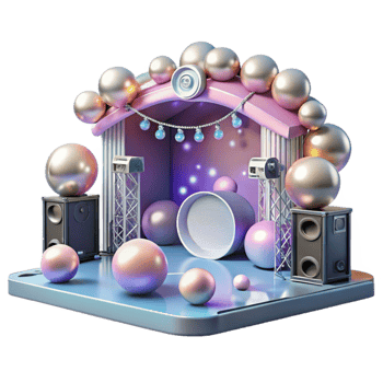 impressive traditional Concert Stage with Bubble Machines and Snow Machines Isolated for Special Events premium png