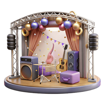 vibrant creative Concert Stage with Cables and Wires Cutout for Realistic Renderings genuine png