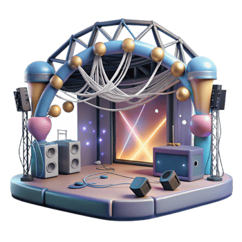 impressive creative Concert Stage with Cables and Wires Cutout for Realistic Renderings original png