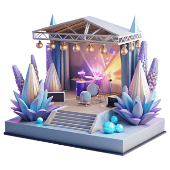 serene abstract Concert Stage with Catering Area Transparent for Event Logistics detailed png