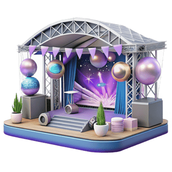 impressive vintage Concert Stage with Catering Area Transparent for Event Logistics high quality png