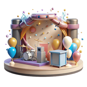 stunning abstract Concert Stage with Confetti Explosion Transparent for Celebration Designs premium png