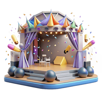 stunning traditional Concert Stage with Confetti Explosion Transparent for Celebration Designs exclusive png