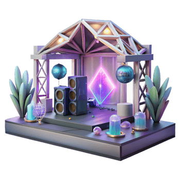 wonderful contemporary Concert Stage with Dj Booth Setup Isolated for Electronic Music Events png