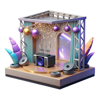 vibrant traditional Concert Stage with Dj Booth Setup Isolated for Electronic Music Events professional png