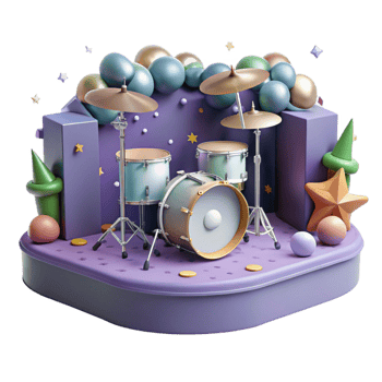 serene creative Concert Stage with Drum Set Cutout for Rock Band s exclusive png