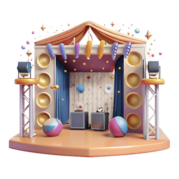beautiful modern Concert Stage with Emergency Exits Transparent for Safety Planning authentic png