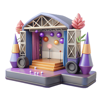 dramatic contemporary Concert Stage with Emergency Exits Transparent for Safety Planning detailed png