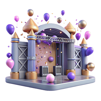serene traditional Concert Stage with Entrance Gates Isolated for Crowd Control professional png