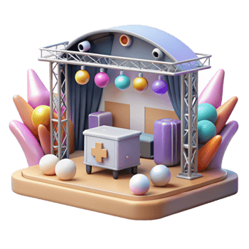 extraordinary modern Concert Stage with First Aid Station Cutout for Event Safety exclusive png