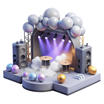beautiful classic Concert Stage with Fog Machines and Haze Generators Transparent for Atmospheric Effects high resolution png
