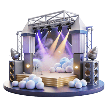 wonderful creative Concert Stage with Fog Machines and Haze Generators Transparent for Atmospheric Effects authentic png