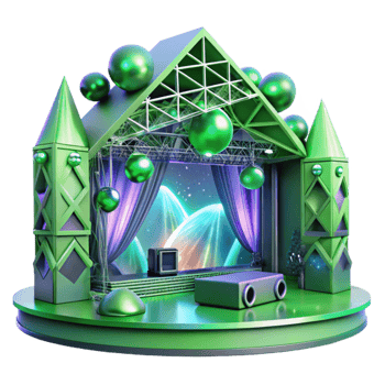 vibrant minimalist Concert Stage with Green Laser Lights Cutout for Electronic Music Events exclusive png