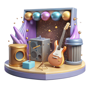 magnificent contemporary Concert Stage with Guitar Amplifier Transparent for Music Equipment high quality png