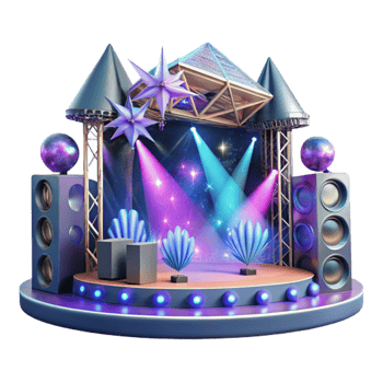 serene creative Concert Stage with Laser Show Transparent for Sci Fi Projects professional png