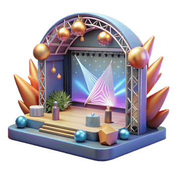 stunning modern Concert Stage with Led Wall Cutout for Visual Spectacles detailed png