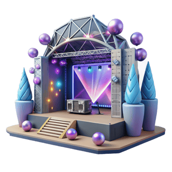 magnificent traditional Concert Stage with Led Wall Cutout for Visual Spectacles png