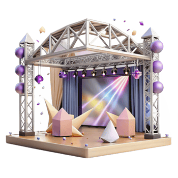 stunning contemporary Concert Stage with Lighting Truss System Isolated for Technical Drawings detailed png