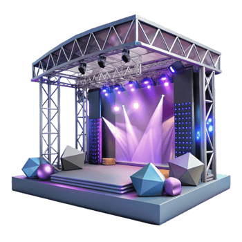extraordinary modern Concert Stage with Lighting Truss System Isolated for Technical Drawings original png