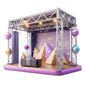 vibrant minimalist Concert Stage with Lighting Truss System Isolated for Technical Drawings premium png