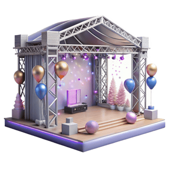 beautiful abstract Concert Stage with Lighting Truss System Isolated for Technical Drawings premium png