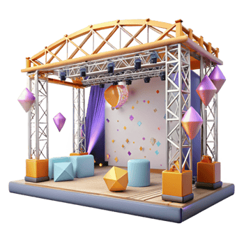 vibrant abstract Concert Stage with Lighting Truss System Isolated for Technical Drawings authentic png