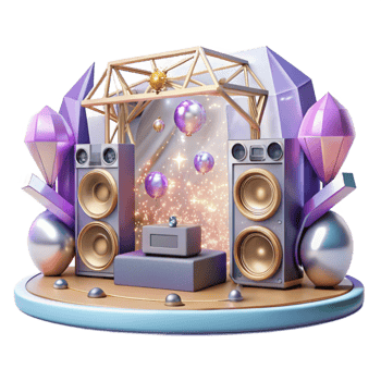 serene modern Concert Stage with Line Array Speakers Transparent for Powerful Sound high resolution png