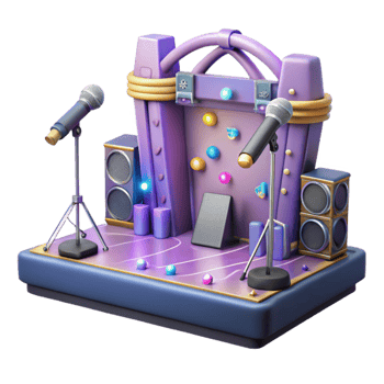 magnificent rustic Concert Stage with Microphones and Cables Isolated for Audio Engineering detailed png
