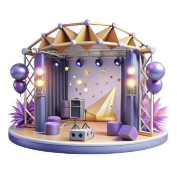 magnificent artistic Concert Stage with Moving Head Lights Isolated for Professional Lighting png