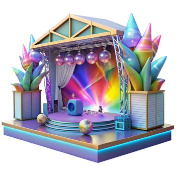 dramatic abstract Concert Stage with Multicolored Lighting Transparent for Dynamic Shows high quality png