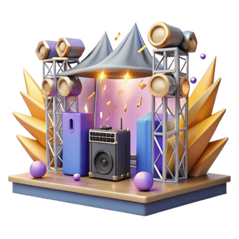 extraordinary contemporary Concert Stage with Power Distribution Units Cutout for Electrical Systems detailed png