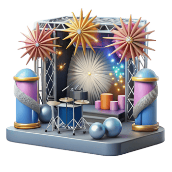 wonderful artistic Concert Stage with Pyrotechnics Display Cutout for Explosive Visuals authentic png