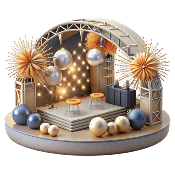 stunning creative Concert Stage with Pyrotechnics Display Cutout for Explosive Visuals exclusive png