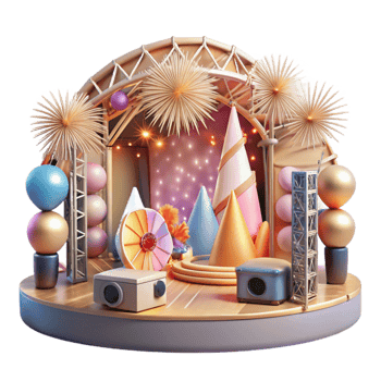 beautiful contemporary Concert Stage with Pyrotechnics Display Cutout for Explosive Visuals genuine png
