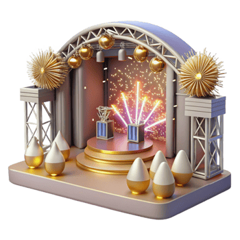 serene traditional Concert Stage with Pyrotechnics Display Cutout for Explosive Visuals high quality png