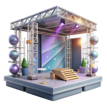 beautiful rustic Concert Stage with Scaffolding and Ladders Transparent for Stage Setup detailed png
