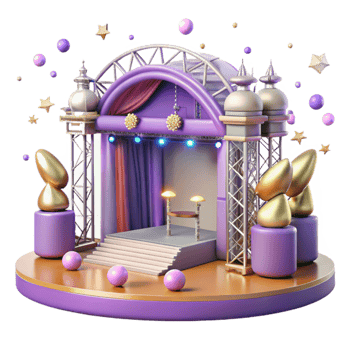 dramatic creative Concert Stage with Security Barriers Isolated for Safety Illustrations premium png
