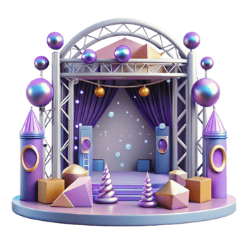 extraordinary contemporary Concert Stage with Security Barriers Isolated for Safety Illustrations detailed png